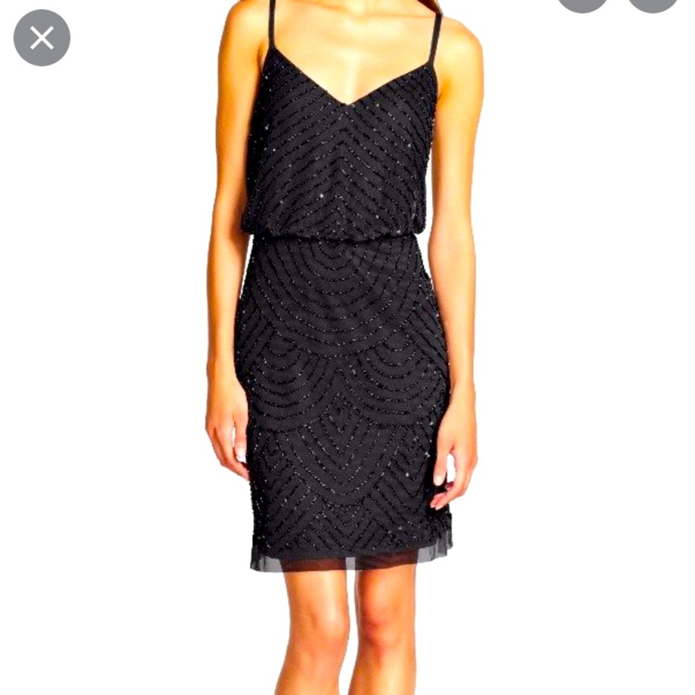 Adrianna Papell Blouson Dress Short - black - size 8. NWT